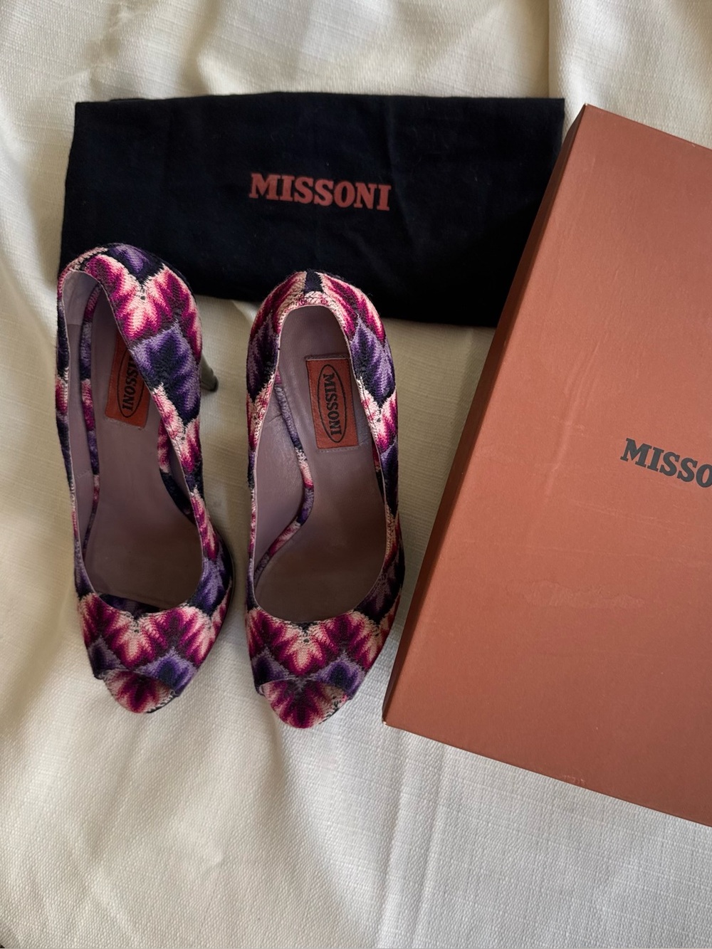 Missoni Pink and Purple Patterned Fabric Pumps